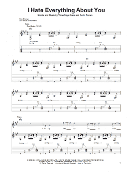 page one of I Hate Everything About You (Guitar Tab (Single Guitar))
