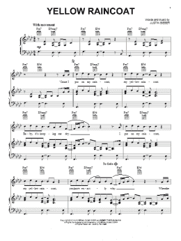 page one of Yellow Raincoat (Piano, Vocal & Guitar Chords (Right-Hand Melody))