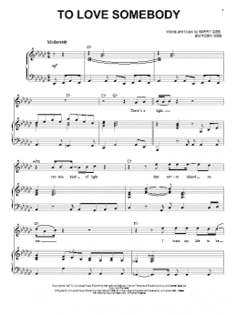 page one of To Love Somebody (Piano, Vocal & Guitar Chords (Right-Hand Melody))