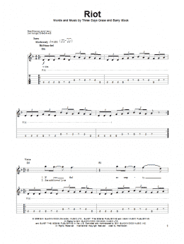 page one of Riot (Guitar Tab (Single Guitar))