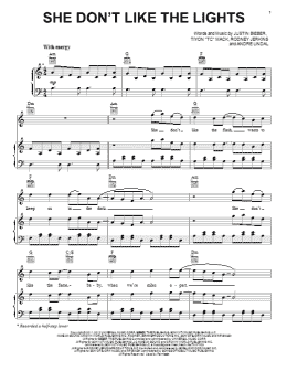page one of She Don't Like The Lights (Piano, Vocal & Guitar Chords (Right-Hand Melody))