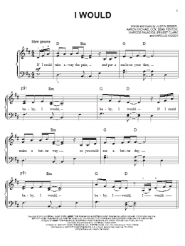 page one of I Would (Easy Piano)