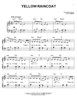 page one of Yellow Raincoat (Easy Piano)