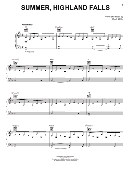page one of Summer, Highland Falls (Piano, Vocal & Guitar Chords (Right-Hand Melody))