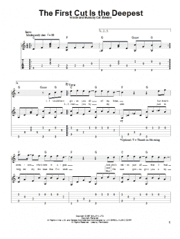 page one of The First Cut Is The Deepest (Solo Guitar)