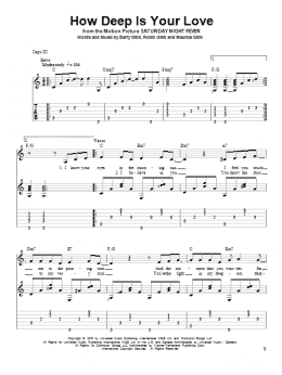 page one of How Deep Is Your Love (Solo Guitar)