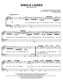 page one of Single Ladies (Put A Ring On It) (Easy Piano)