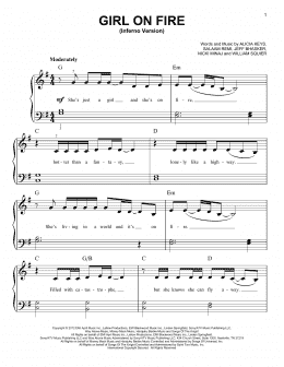 page one of Girl On Fire (Easy Piano)