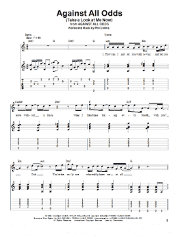 page one of Against All Odds (Take A Look At Me Now) (Solo Guitar)