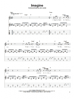 page one of Imagine (Solo Guitar)