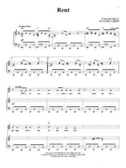 page one of Rent (Piano & Vocal)