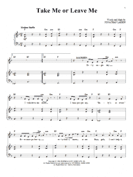 page one of Take Me Or Leave Me (Piano & Vocal)