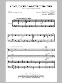 page one of Come, Thou Long-Expected Jesus (from Carols For Choir And Congregation) (SATB Choir)
