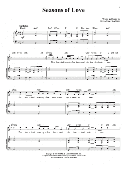 page one of Seasons Of Love (from Rent) (Piano & Vocal)