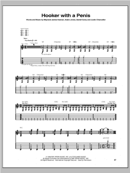 page one of Hooker With A Penis (Guitar Tab)