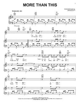 page one of More Than This (Piano, Vocal & Guitar Chords (Right-Hand Melody))