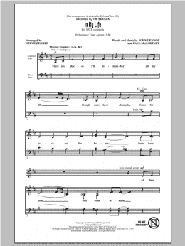 page one of In My Life (arr. Steve Zegree) (SATB Choir)
