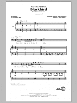 page one of Blackbird (arr. Audrey Snyder) (3-Part Mixed Choir)