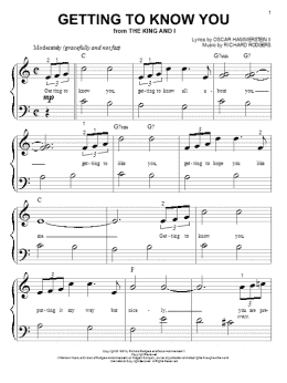 page one of Getting To Know You (Big Note Piano)