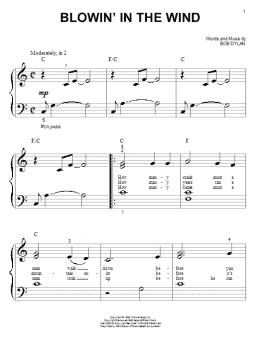 page one of Blowin' In The Wind (Big Note Piano)