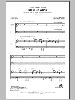 page one of Black Or White (arr. Kirby Shaw) (SATB Choir)