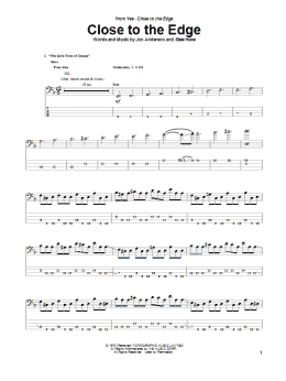page one of Close To The Edge (Bass Guitar Tab)