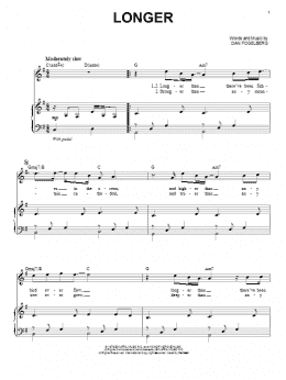 page one of Longer (Piano & Vocal)