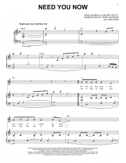 page one of Need You Now (Piano & Vocal)