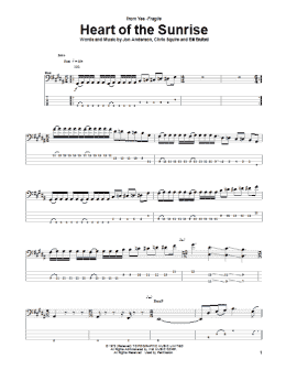 page one of Heart Of The Sunrise (Bass Guitar Tab)