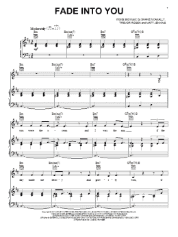 page one of Fade Into You (Piano, Vocal & Guitar Chords (Right-Hand Melody))