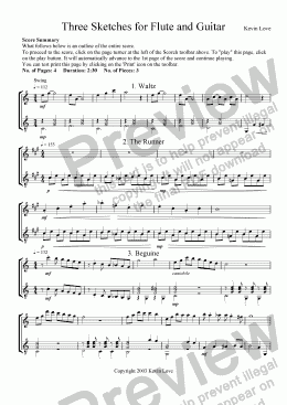 page one of 3 Sketches for Flute and Guitar