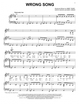 page one of Wrong Song (Piano, Vocal & Guitar Chords (Right-Hand Melody))