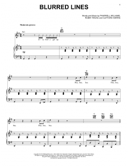 page one of Blurred Lines (Piano, Vocal & Guitar Chords (Right-Hand Melody))