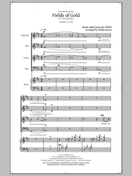 page one of Fields Of Gold (arr. Philip Lawson) (SATB Choir)