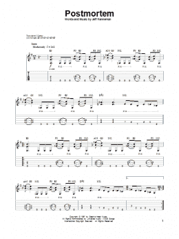page one of Postmortem (Guitar Tab (Single Guitar))