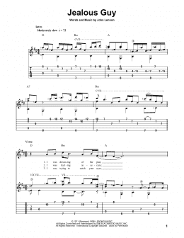 page one of Jealous Guy (Solo Guitar)