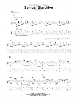 page one of Samus' Stardrive (Guitar Tab)