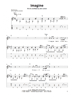 page one of Imagine (Solo Guitar)