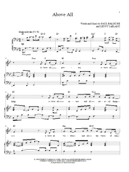 page one of Above All (Piano & Vocal)