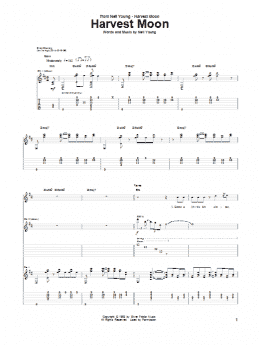 page one of Harvest Moon (Guitar Tab)