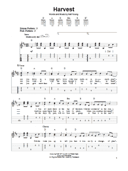 page one of Harvest (Easy Guitar Tab)