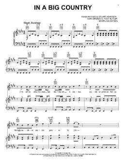 page one of In A Big Country (Piano, Vocal & Guitar Chords (Right-Hand Melody))