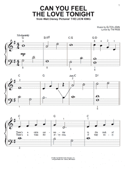 page one of Can You Feel The Love Tonight (from The Lion King) (Big Note Piano)