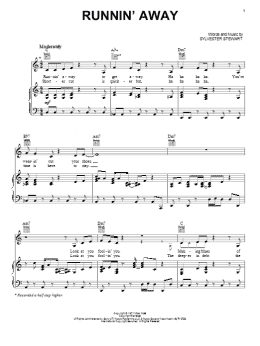 page one of Runnin' Away (Piano, Vocal & Guitar Chords (Right-Hand Melody))