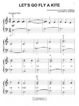 page one of Let's Go Fly A Kite (from Mary Poppins) (Big Note Piano)