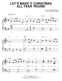 page one of Let's Make It Christmas All Year 'Round (Big Note Piano)