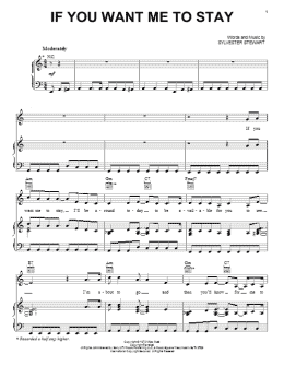 page one of If You Want Me To Stay (Piano, Vocal & Guitar Chords (Right-Hand Melody))