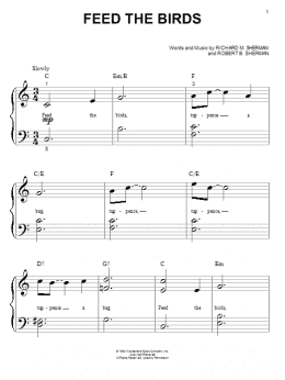 page one of Feed The Birds (Tuppence A Bag) (from Mary Poppins) (Big Note Piano)