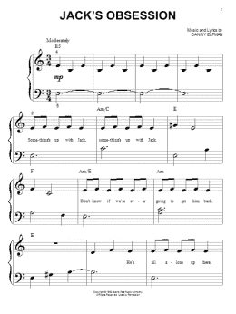 page one of Jack's Obsession (from The Nightmare Before Christmas) (Big Note Piano)