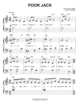 page one of Poor Jack (from The Nightmare Before Christmas) (Big Note Piano)